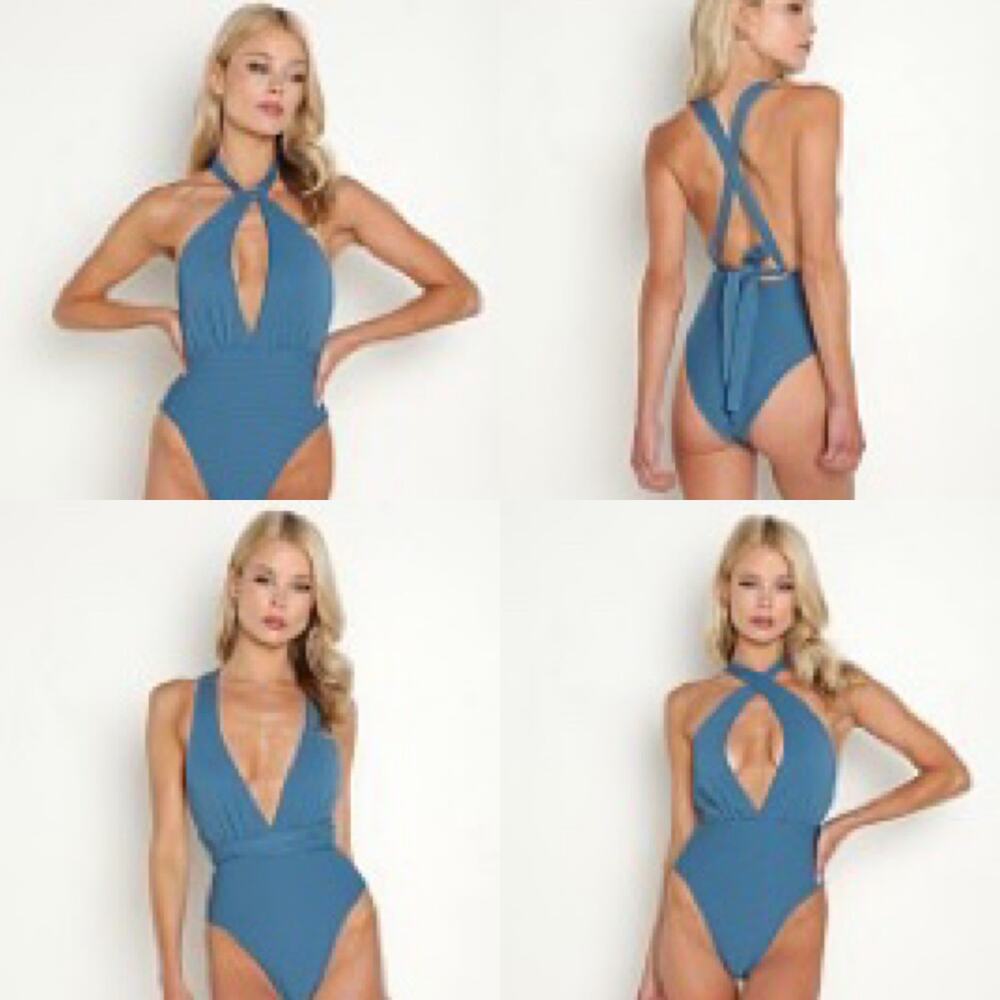 L*Space Allegra One-Piece Swimsuit Bitsy Cut Convertible Ties Ocean Women 6 NWT